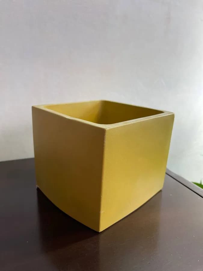 Кашпо, горшок для цветов, гипс, цвет оливковый, 13*13см., объем 0,95л, Лофт