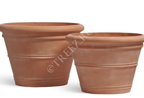 Кашпо серия TREEZ ERGO - Italica - композитный бетон, цвет терракота, 54*38см., 70л, Классический конус